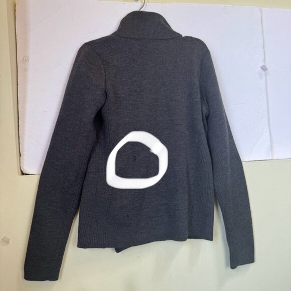 VINCE Wool Leather Moto Sweater Jacket Knit Asymmetrical Zip Funnel Minimalist - Picture 16 of 16